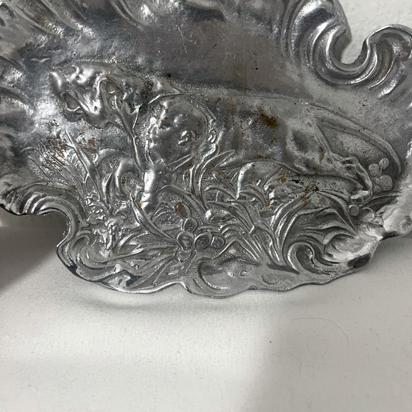 Antique President Teddy Roosevelt Tiger Prowling Through Grass Tray Trinket Dish - Picture 3 of 6